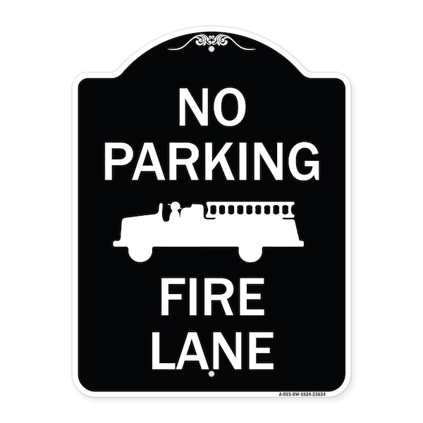 Signmission No Parking Fire Lane with Graphic Heavy-Gauge Aluminum Architectural Sign, 24" x 18", BW-1824-23624 A-DES-BW-1824-23624 - main